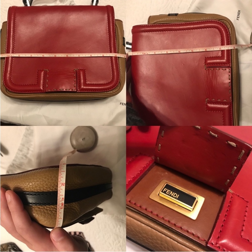 Fendi Colorblock silvana red crossbody dust bag black tan - Picture 7 of 8